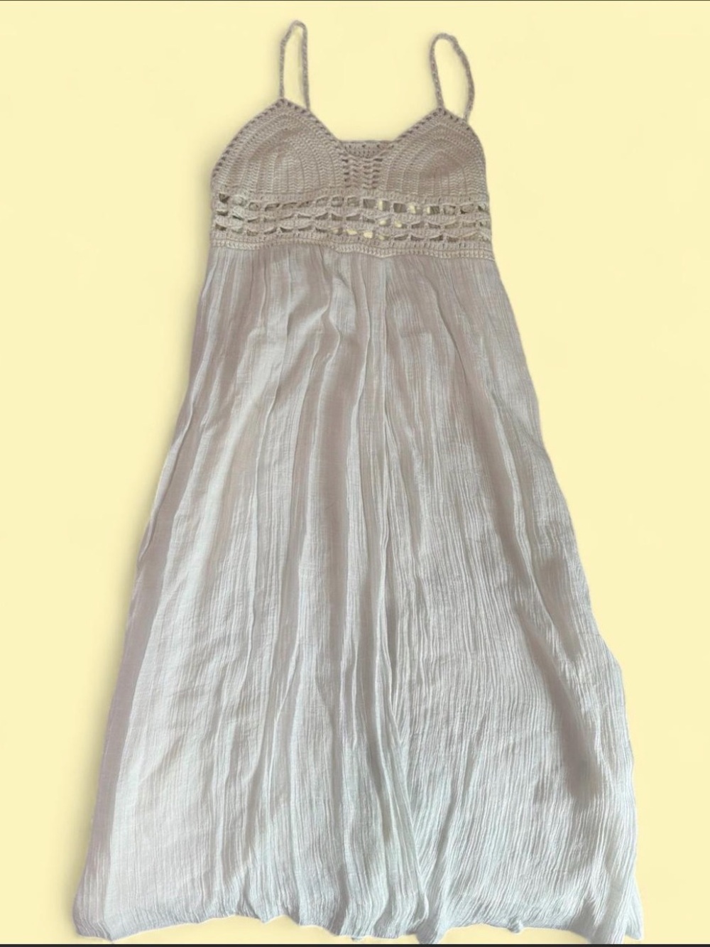Girls Cream Crochet Bodice Maxi Dress